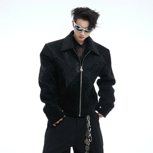 Premium polyester-spandex bomber jacket with wrinkle-resistant fabric for durability