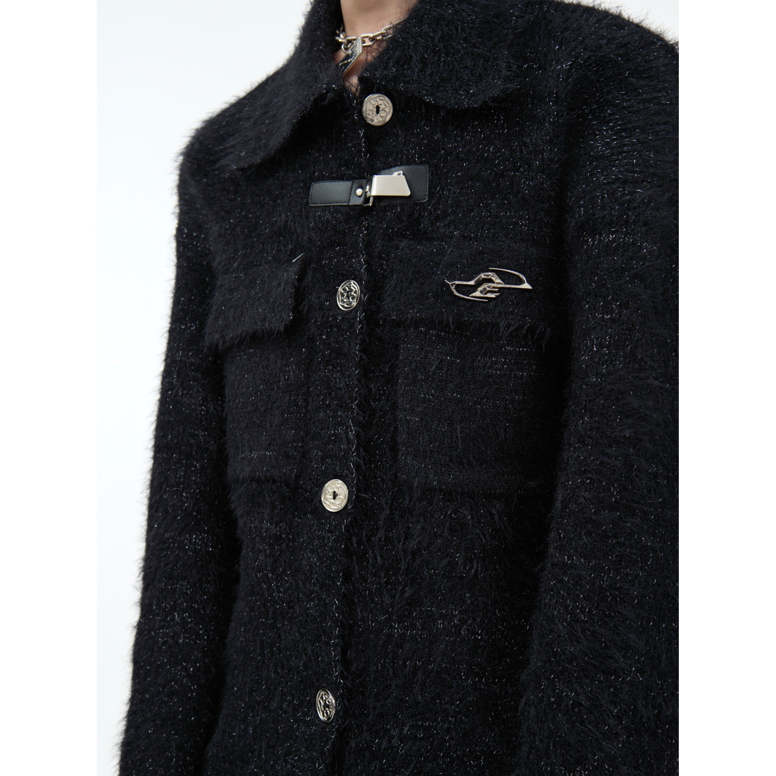 Luxury oversized coat with metal trim accents made from ultra-soft Arctic fleece for maximum winter warmth and comfort