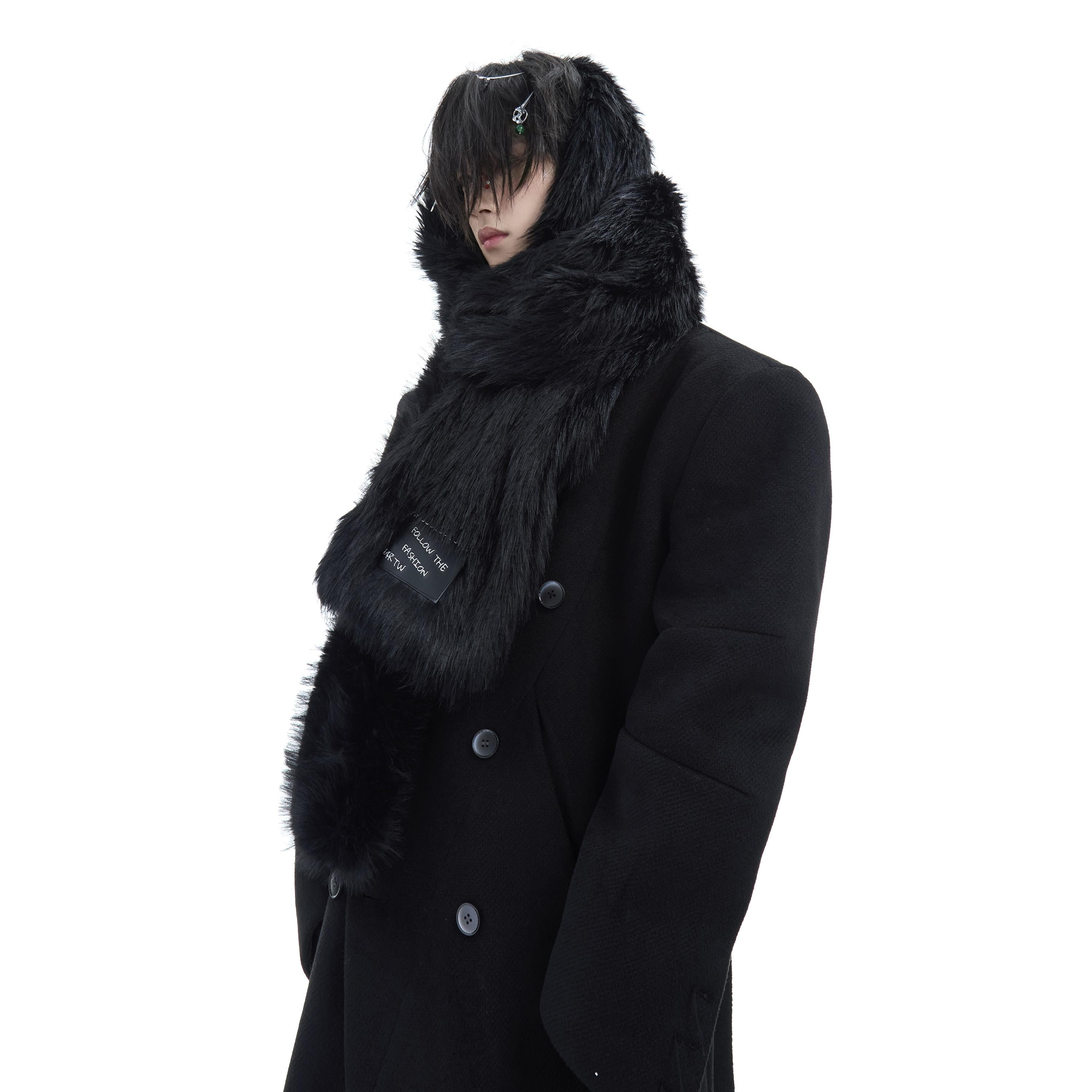 Soft plush faux fur scarf providing warmth and style for cold weather outfits