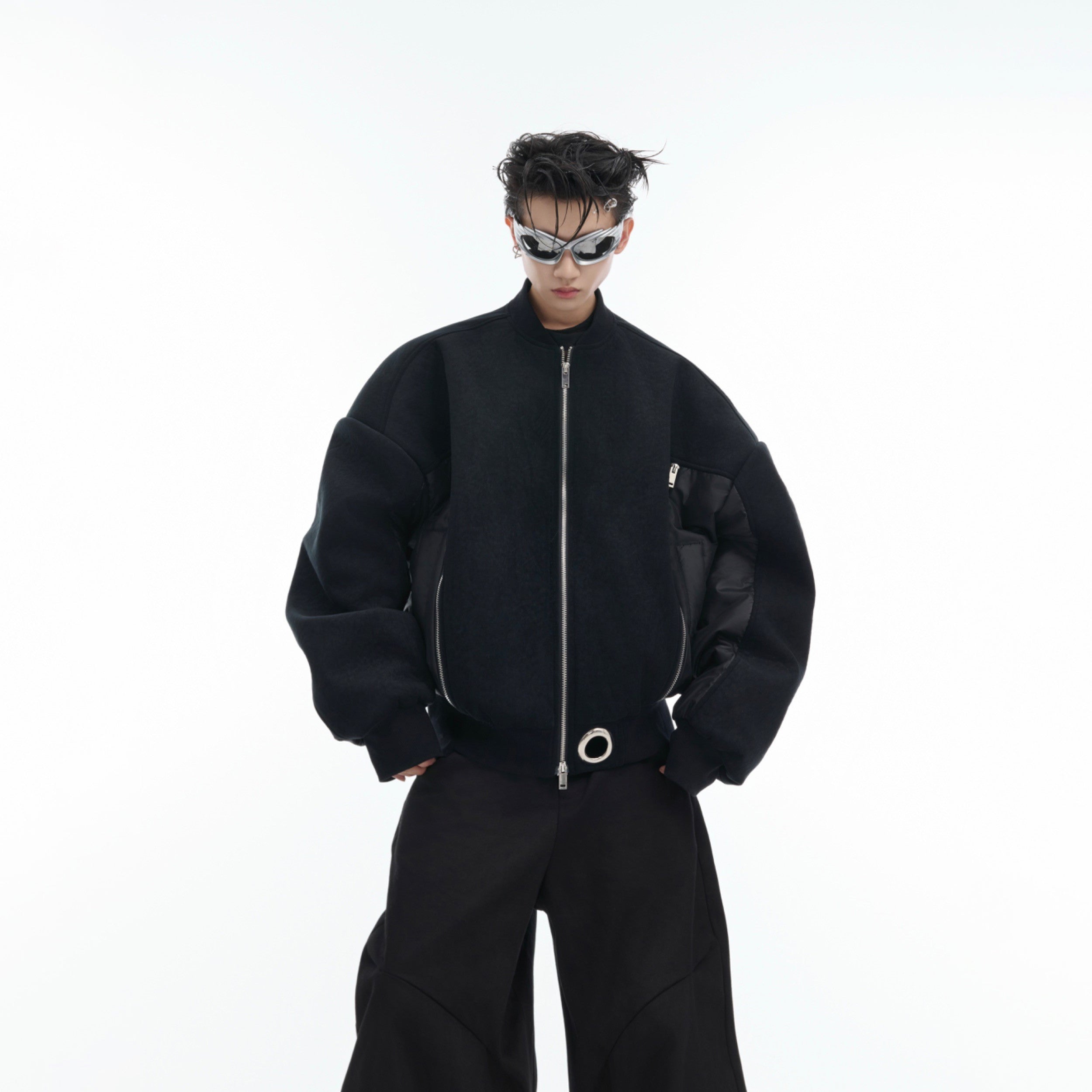 Premium textured suede jacket showcasing high-quality materials and modern streetwear aesthetic