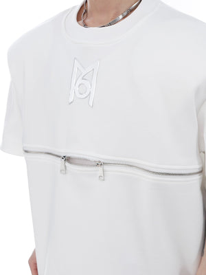 Close-up showing the 3D advanced cutting and sculptural fit of this avant-garde streetwear jacket