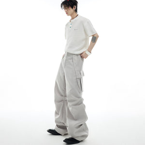 Close-up detail of the functional 3D pockets on these fashionable oversized cargo pants