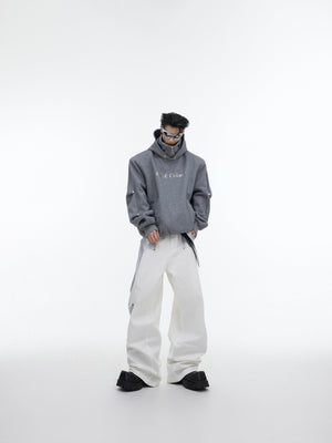 Back view of the durable hoodie with deconstructed design elements and glitter accents