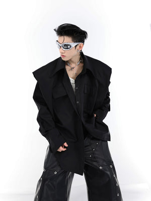 Back view of the oversized streetwear shirt showing its clean lines and contemporary minimalist design