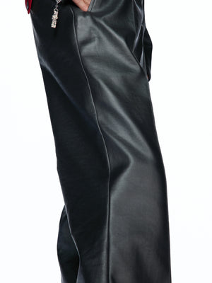 Matte Faux-Leather Micro-Flare Trousers | Silver Gray - main image 2