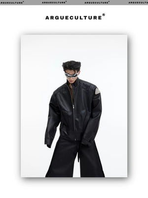 desc::mens-3d-deconstructed-cropped-moto-jacket-with-metal-logo-detail-img-6