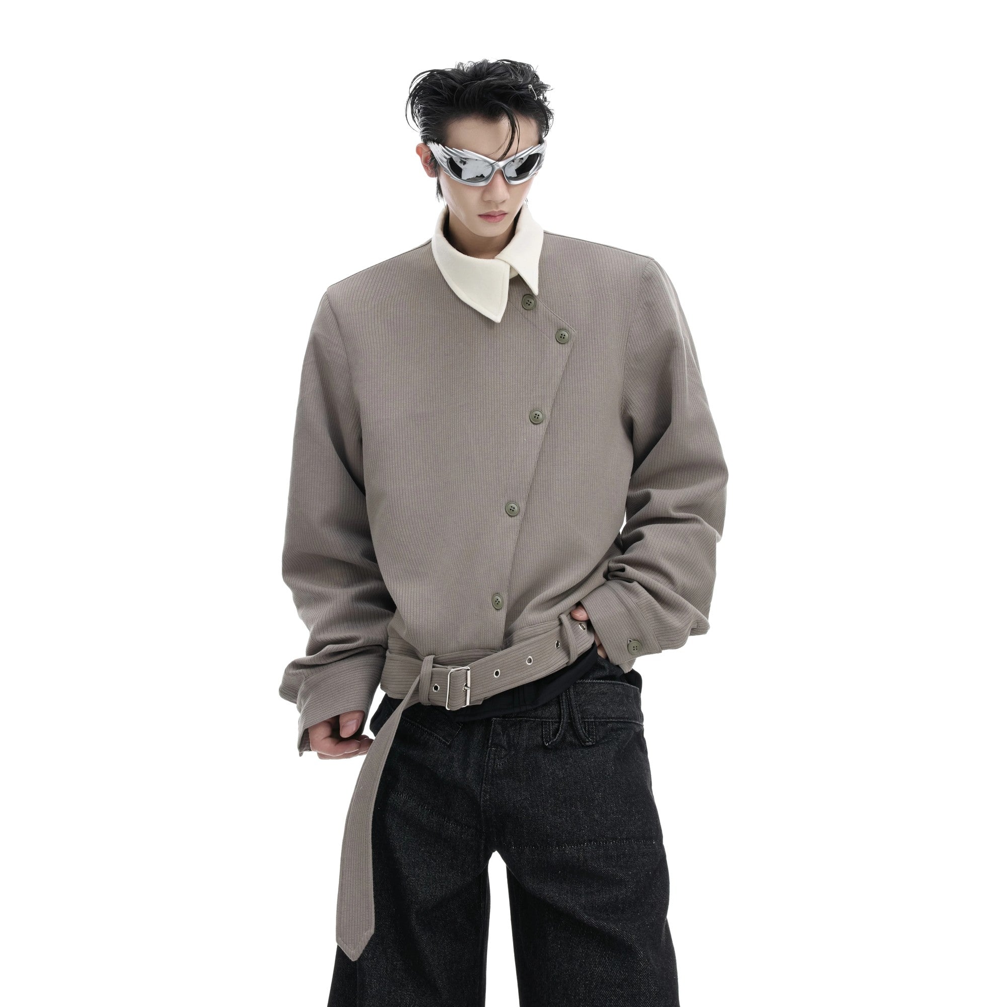 Men's loose fit cotton streetwear shirt jacket back view