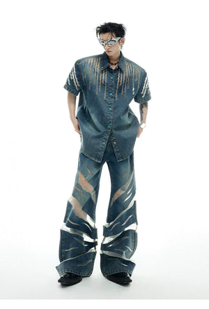 desc::mesh-patchwork-denim-set-high-waist-straight-leg-pants-detail-img-6