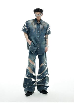 desc::mesh-patchwork-denim-set-high-waist-straight-leg-pants-detail-img-7