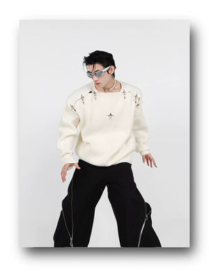 desc::metal-buckle-cutout-knit-sweater-streetwear-pullover-detail-img-1