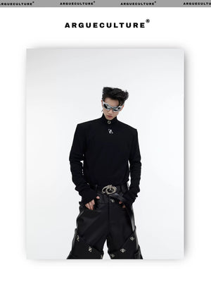 desc::metal-detail-shoulder-pad-mock-neck-streetwear-tee-detail-img-4