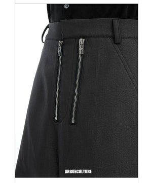 desc::metal-double-zipper-textured-straight-leg-street-trousers-detail-img-10