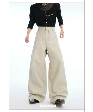 desc::metal-double-zipper-textured-straight-leg-street-trousers-detail-img-4