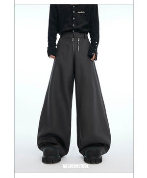desc::metal-double-zipper-textured-straight-leg-street-trousers-detail-img-7