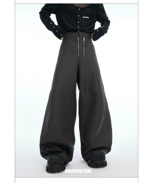 desc::metal-double-zipper-textured-straight-leg-street-trousers-detail-img-8