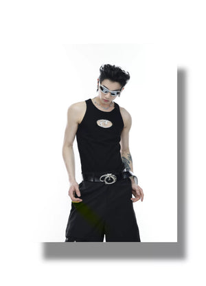 desc::metal-hollow-ribbed-tank-top-cyberpunk-sleeveless-vest-detail-img-2