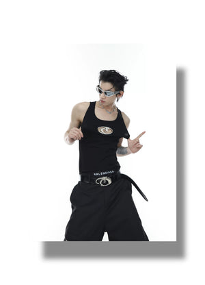 desc::metal-hollow-ribbed-tank-top-cyberpunk-sleeveless-vest-detail-img-3