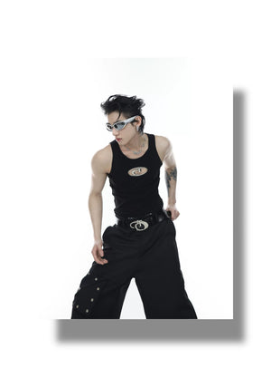 desc::metal-hollow-ribbed-tank-top-cyberpunk-sleeveless-vest-detail-img-5