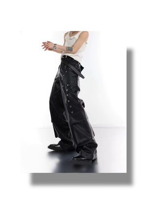 desc::metal-studded-cargo-leather-pants-wide-leg-streetwear-detail-img-3