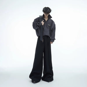 Unisex oversized metallic flame button-up shirt fit guide