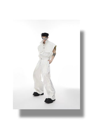 desc::metallic-liquid-luster-straight-pants-with-metal-buckle-detail-img-1