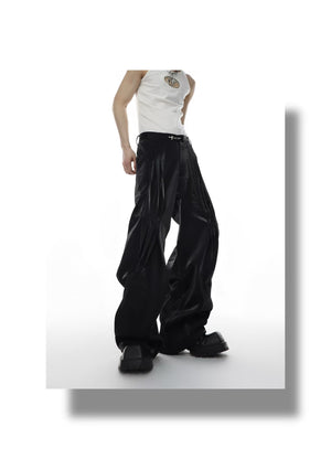 desc::metallic-liquid-luster-straight-pants-with-metal-buckle-detail-img-10