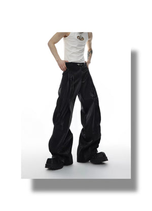 desc::metallic-liquid-luster-straight-pants-with-metal-buckle-detail-img-12