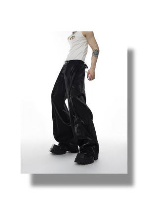 desc::metallic-liquid-luster-straight-pants-with-metal-buckle-detail-img-4