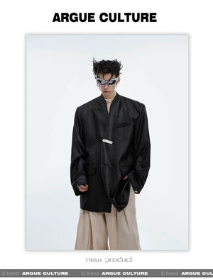 desc::metallic-liquid-texture-collarless-oversized-blazer-detail-img-10