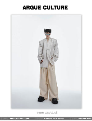 desc::metallic-liquid-texture-collarless-oversized-blazer-detail-img-7