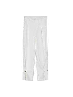 Back view of clean fit minimalist trousers for men in black