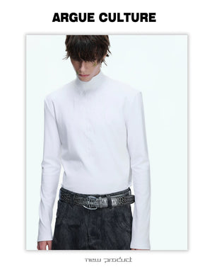 desc::mock-neck-spine-embroidery-long-sleeve-streetwear-tee-detail-img-2