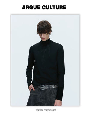 desc::mock-neck-spine-embroidery-long-sleeve-streetwear-tee-detail-img-3