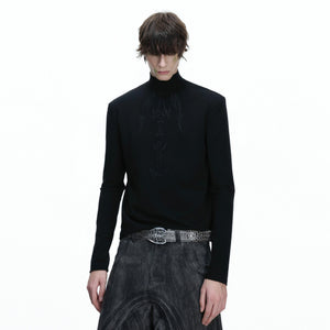 Back view of white streetwear tee showing spine embroidery