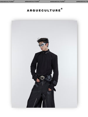 desc::mock-neck-zip-padded-undershirt-slim-streetwear-top-detail-img-3