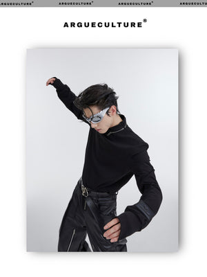 desc::mock-neck-zip-padded-undershirt-slim-streetwear-top-detail-img-6