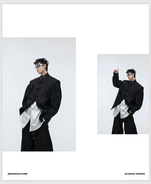 desc::neo-chinese-pleated-frog-button-blazer-jacket-detail-img-11