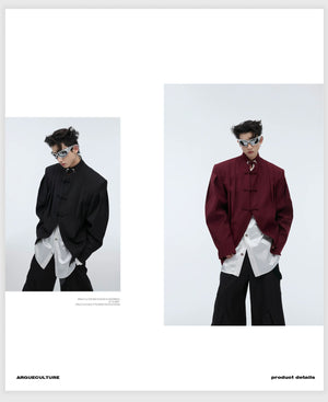 desc::neo-chinese-pleated-frog-button-blazer-jacket-detail-img-15