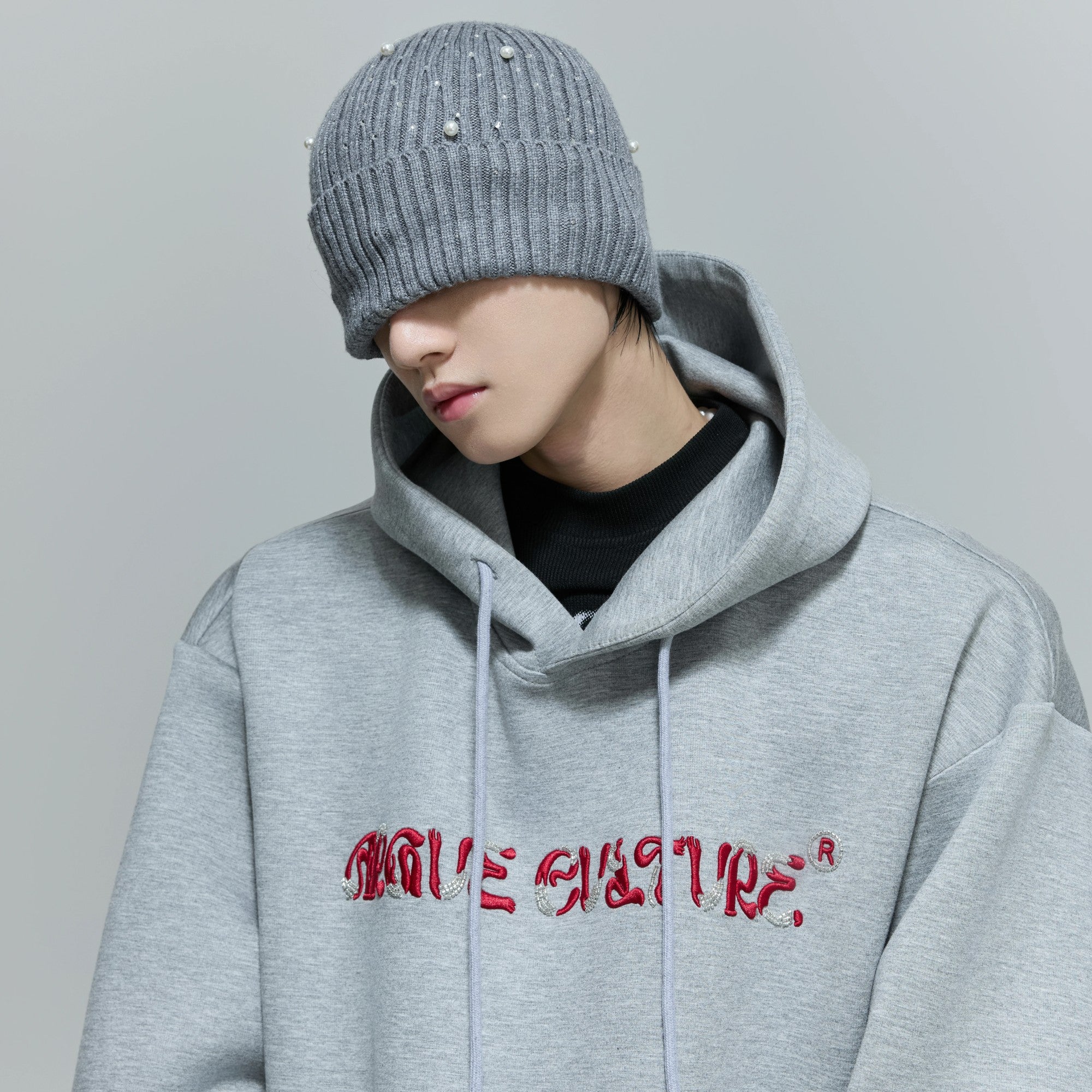 Black space cotton hoodie with drop shoulder design for men and women