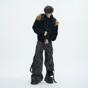 Detailed shot of the patchwork and deconstructed sleeve design