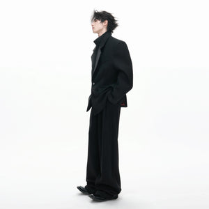 Relaxed fit wide-leg trousers in black from the streetwear suit set