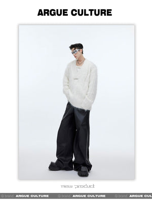 desc::oversized-faux-mink-v-neck-sweater-mens-streetwear-detail-img-4