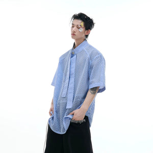 Close-up of the premium breathable hollow-out mesh fabric texture