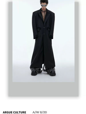 desc::oversized-padded-shoulder-long-coat-with-pu-splicing-detail-img-1