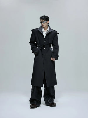 oversized-stripe-patchwork-trench-coat-streetwear-long-jacket-black