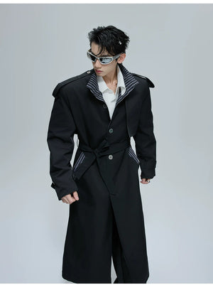 desc::oversized-stripe-patchwork-trench-coat-streetwear-long-jacket-detail-img-2