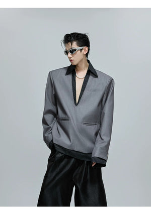 desc::oversized-striped-faux-two-piece-blazer-jacket-detail-img-6