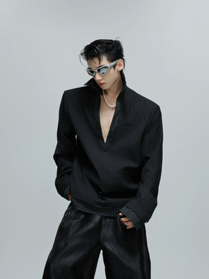 oversized-striped-faux-two-piece-blazer-jacket-gray