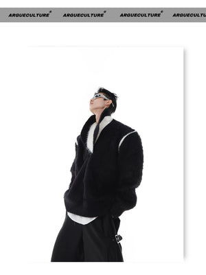 desc::oversized-v-neck-faux-mink-fur-sweater-contrast-knit-detail-img-13
