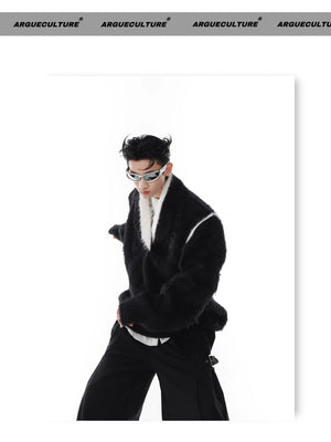 desc::oversized-v-neck-faux-mink-fur-sweater-contrast-knit-detail-img-9